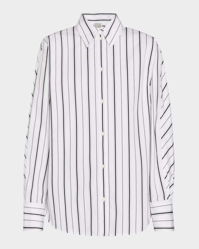 Kimono Sleeve Striped Button-Down Shirt